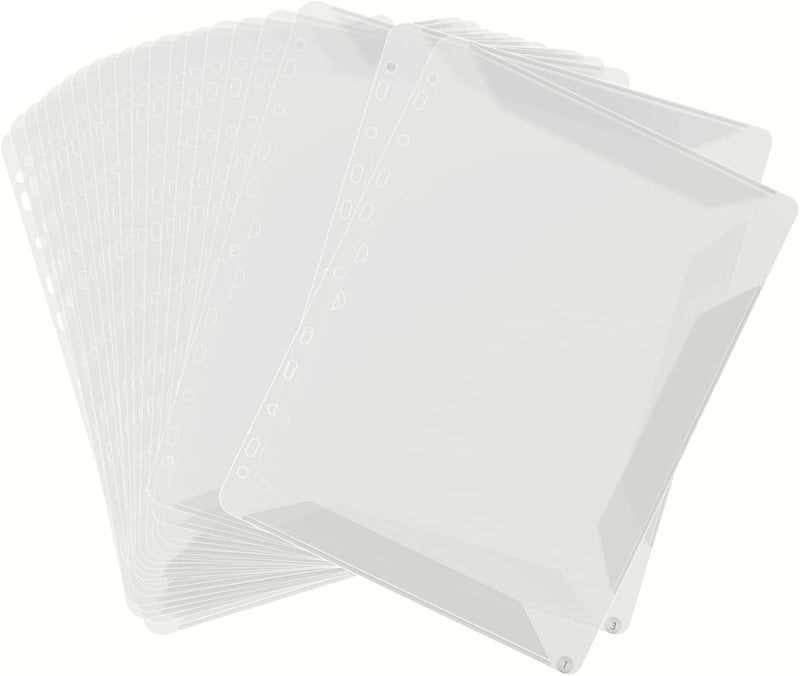 Rockhouse Sleeve Protectors, Sheet Clear Page Protector for 3 Ring Binder, 11 Holes, Plastic Cover for 8.5 x 11 inch / A4 Paper, Open-Style, No Glare (20-Pack) - Image 1